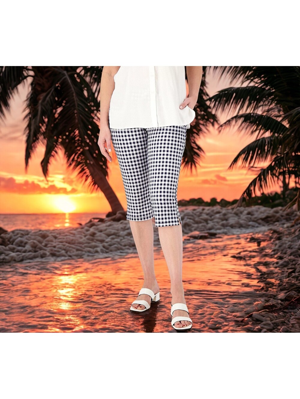 Susan Graver Weekend Regular Printed Premium Stretch Pedal Pushers Size XXS
